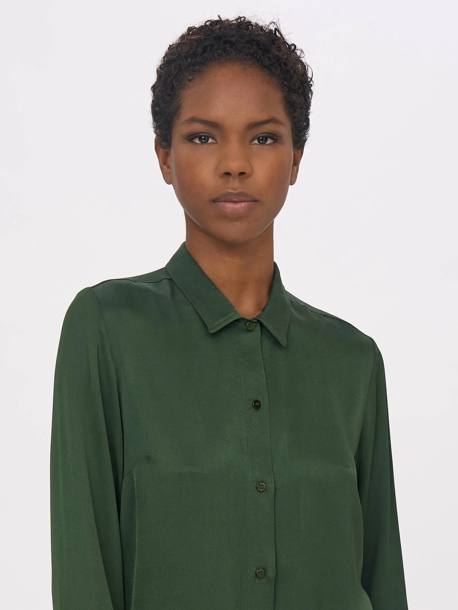 Camicia in EcoSeta - Kombu Green